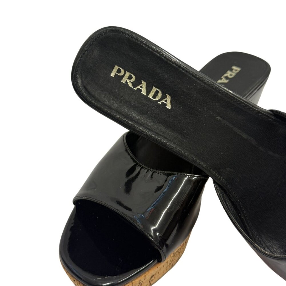 Prada Wedge Patent Leather Sandals - Picture 5 of 5